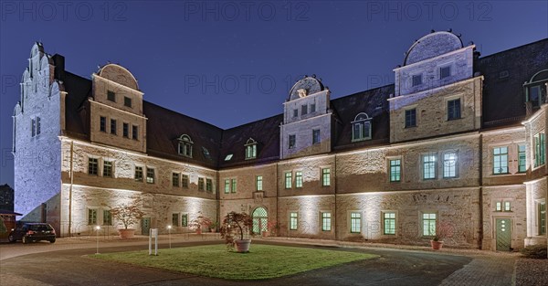 Stadthagen Castle courtyard illuminated night Stadthagen Germany
