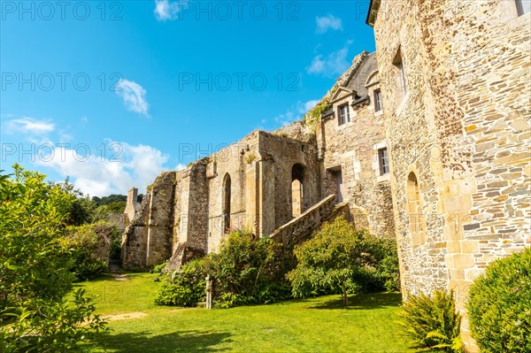 Walls of the ruined church of Abbaye de Beauport in the village of Paimpol
