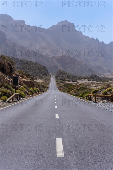 Beautiful road next to the Llano de Ucanca viewpoint in the Teide Natural Park in Tenerife