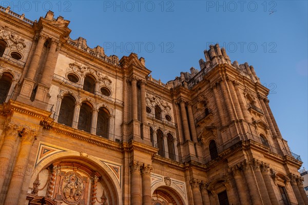 Facade of the Cathedral of the Incarnation in the city of Malaga