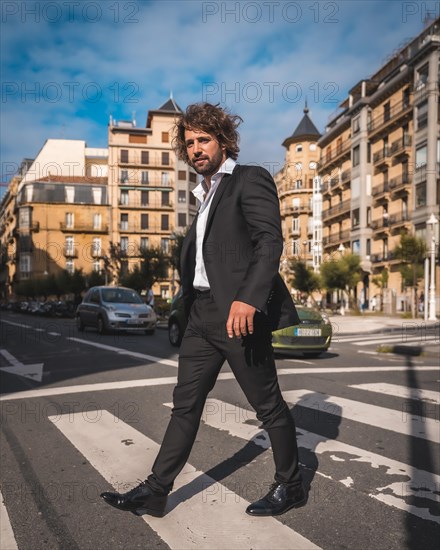 Street style an elegant black suit