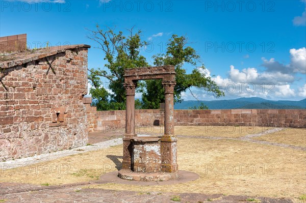 Historic fountain in the courtyard of Lichtenberg Castle