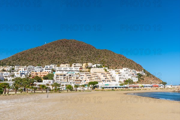 White house in the mountains on the beach of San Jose in the town of Nijar