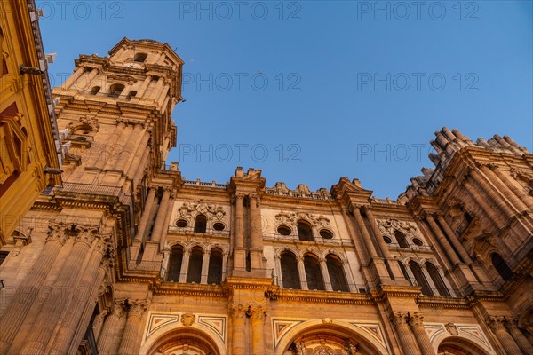 Facade of the Cathedral of the Incarnation in the city of Malaga
