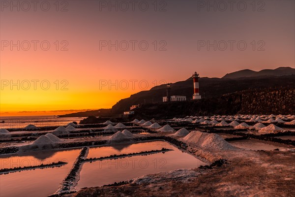 Sunset at the Fuencaliente Lighthouse on the route of the volcanoes south of the island of La Palma