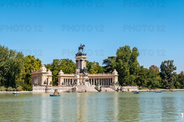 Large Pond of El Retiro in the city of Madrid. Spain