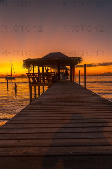 Beautiful sunset on a beach on Roatan Island. Honduras