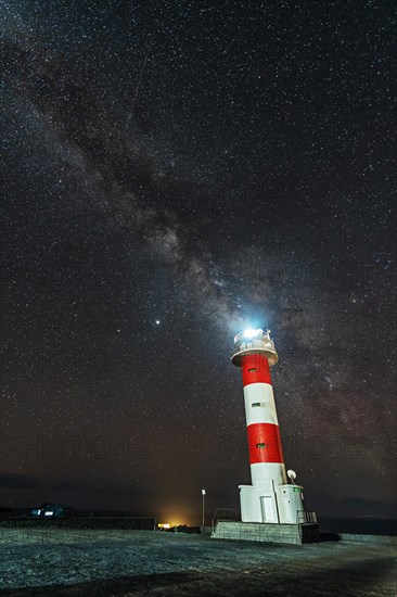 Fuencaliente lighthouse with the milky way on the route of the volcanoes south of the island of La Palma