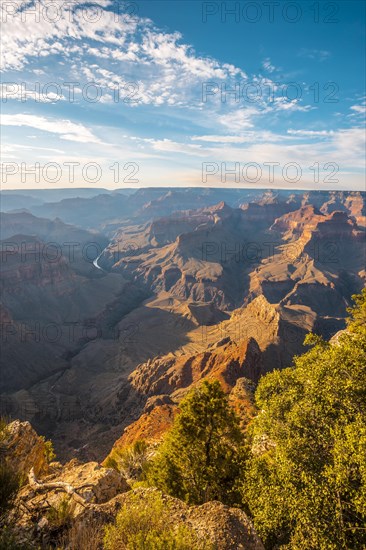 Panoramic at Sunset at the Pima Point of Grand Canyon and Rio Colorado in the background. Arizona