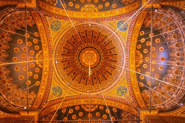 Beautiful decorated interior of the Alabaster Mosque in the city of Cairo in the Egyptian capital. Africa