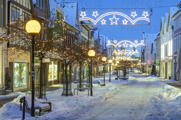 Christmas lights in winter Obernstrasse Stadthagen Germany
