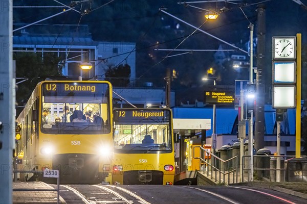 Stuttgart light rail in the evening