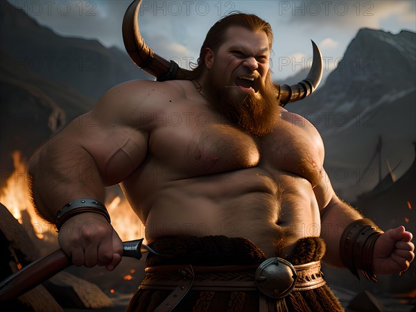 AI Generated Art: Mighty Viking in Battle Mode