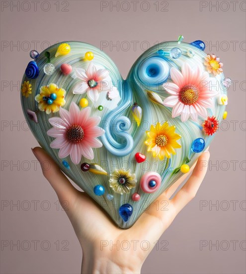 A heart made of blown glass art illustration generative ai art