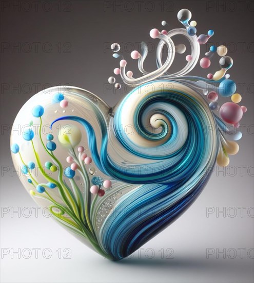 A heart made of blown glass art illustration generative ai art