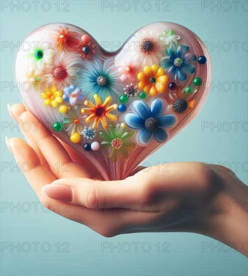 A heart made of blown glass art illustration generative ai art