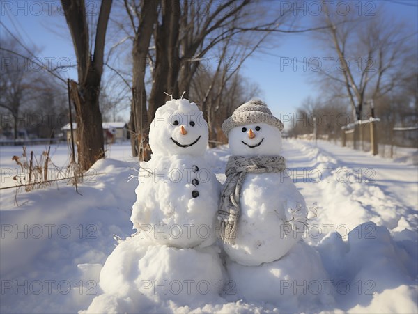 Snowman in a winter landscape
