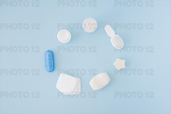 Bath implements blue background