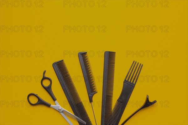 Top view professional hairdressing equipment