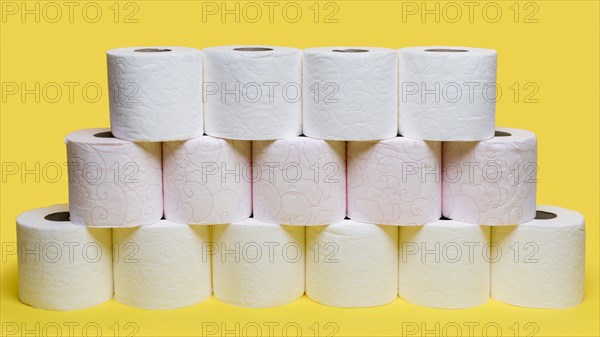 Front view rows toilet paper