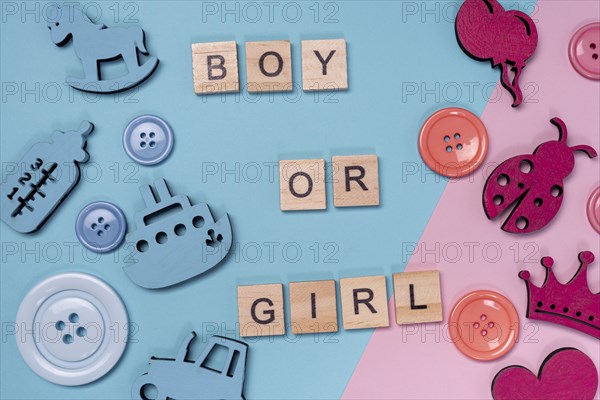 Top view cute little baby accessories