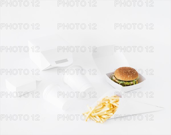 Fast food with food parcel mock up white background