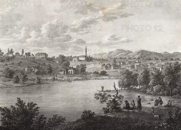 The river Danube in Wallachia. Kallafat market