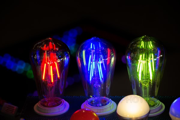 Decorative style filament light bulbs in view