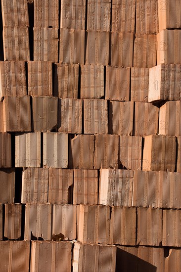 Pile of brick block used for industrial in residential building