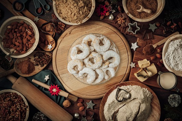 Plate with vanilla crescents