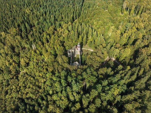 Aerial view of the church ruins