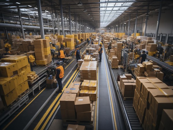 Postal packages in a warehouse