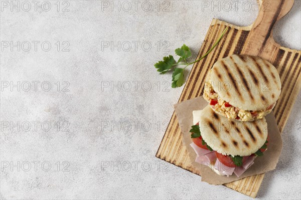 Top view delicious arepas frame