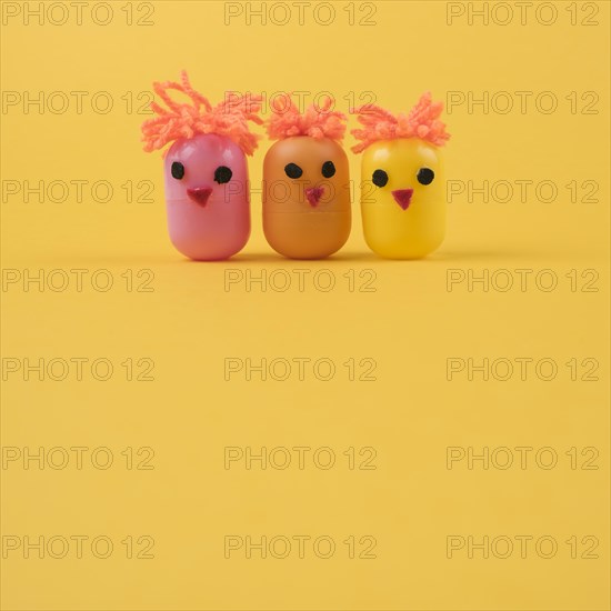 Three chickens made egg toy boxes