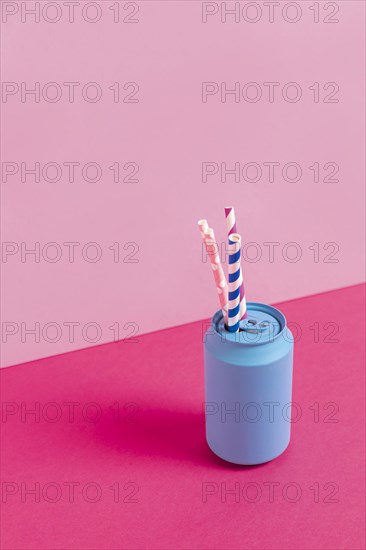 Colorful plastic straw collection can