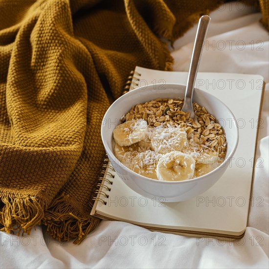 Delicious breakfast with cereals banana