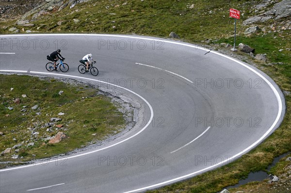 Bikepacker on the Timmelsjoch High Alpine Road between Austria and Italy
