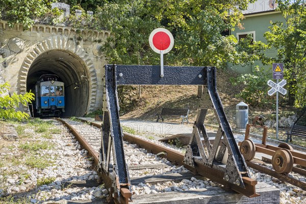 Historic railcar in tunnel