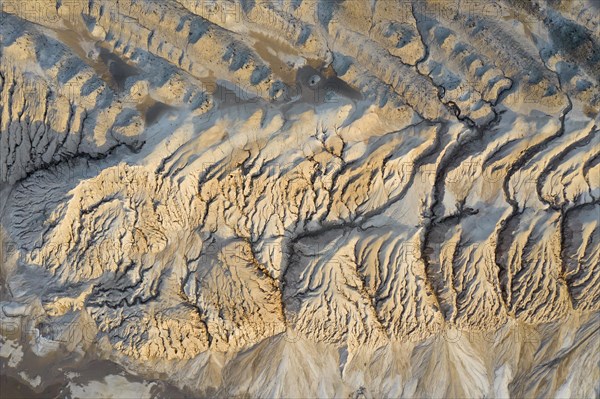 Aerial view over exploited and devastated landscape of the Nochten opencast pit