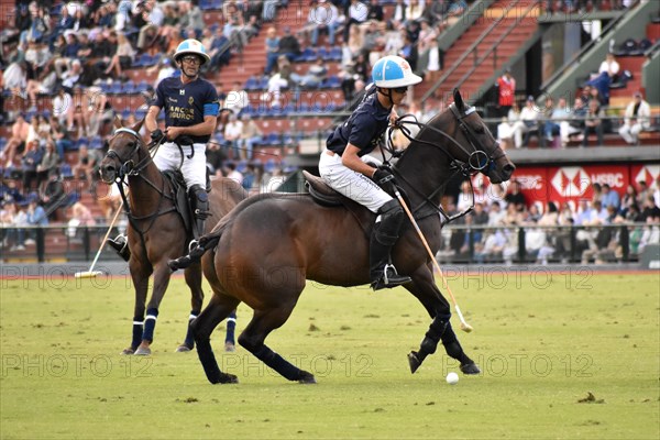 Adolfo Cambiaso father and son of team La Dolfina Saudi playing against Cria la Dolfina at the 130th Argentine Open Polo Championship