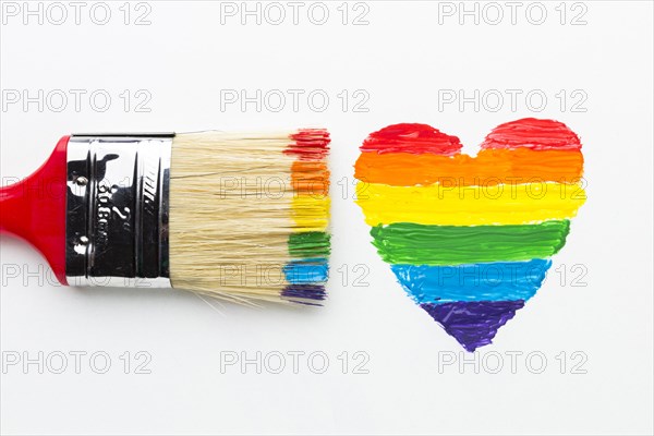Big paint brush rainbow heart close up