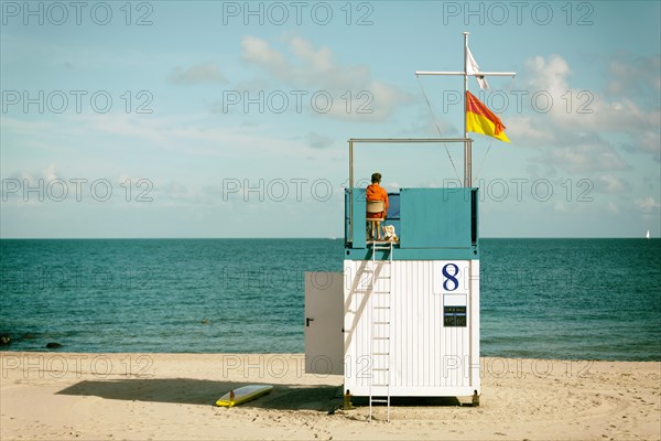 Lifeguard on a lookout tower