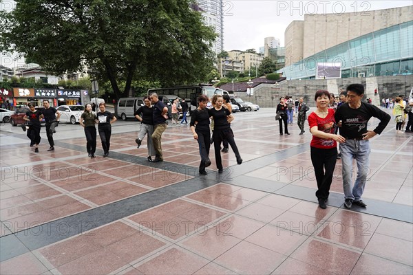 Residents of Chongqing dancing in the centre