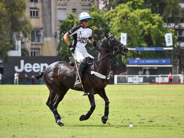 Cruz Heguy from team El Overo Z7 playing against La Irenita Clinova at the 130th Argentine Open Polo Championship