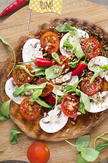 Delicious vegan meal wooden board