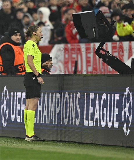Referee Stephanie Frappart in front of monitor