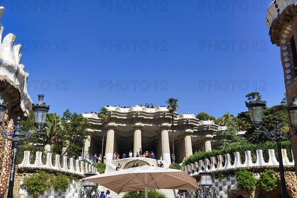 View from the entrance to the viewing terrace with a crowd