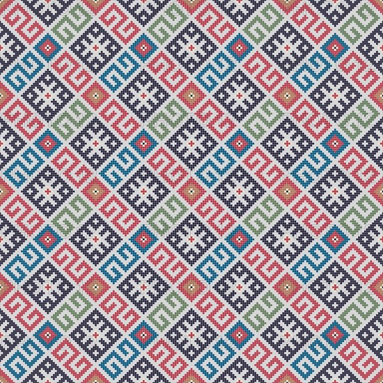 Traditional Georgian folk art embroidery vector pattern