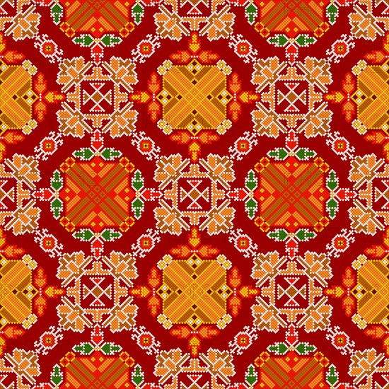 Traditional Georgian folk art embroidery vector pattern