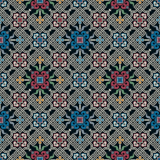 Traditional Georgian folk art embroidery vector pattern